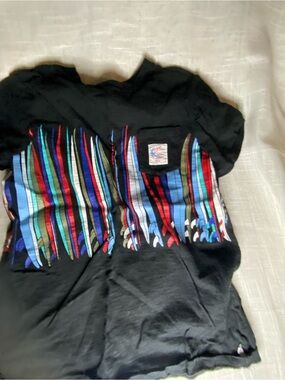 Kids Gap  Black T-Shirt with Multicolor Stripe Surf Graphic